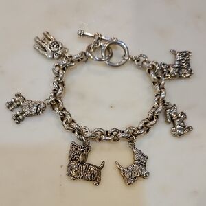 Vintage Silver Dog Charm Bracelet‎ With 6 Dog Charms